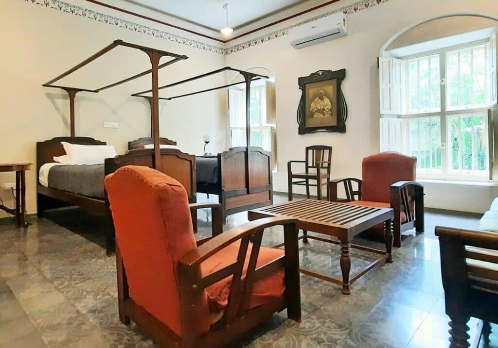 art deco furniture in the heritage suite at saratha vilas chettinad