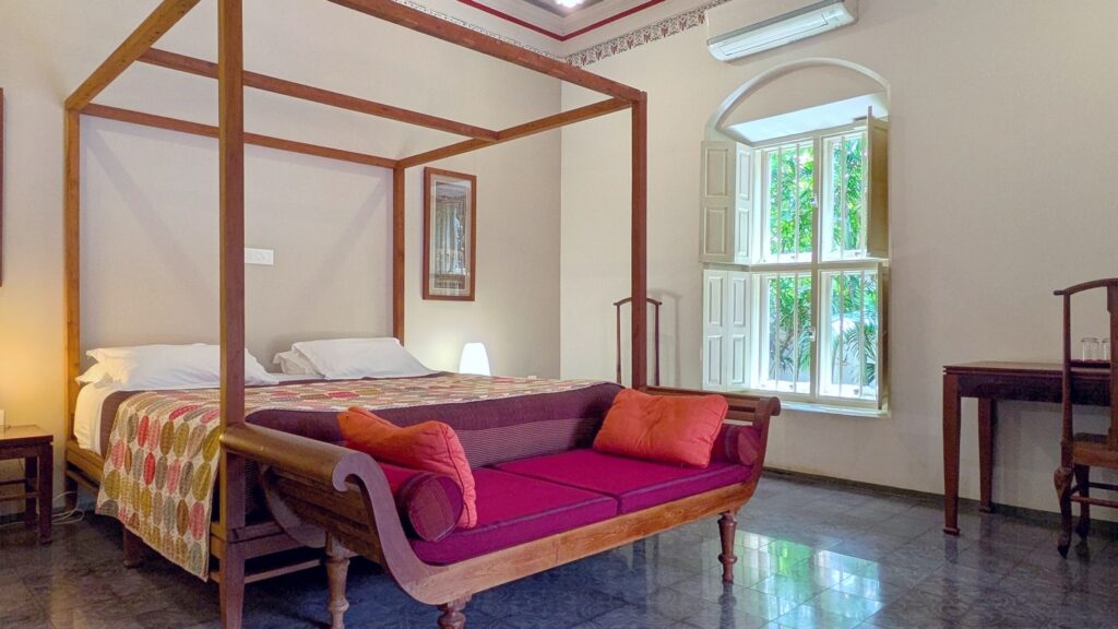 Spacious Madhubani Heritage Room at Saratha Vilas Chettinad Palace hotel